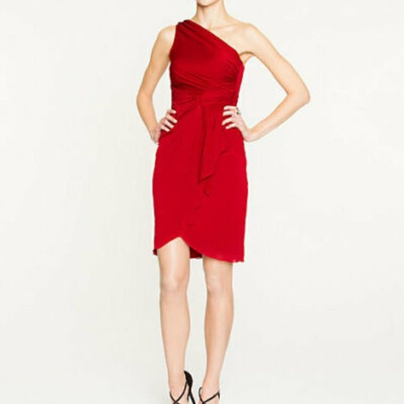 Stunning Red One Shoulder Holiday Dress NWT Fits Like a L - XL - Picture 6 of 11